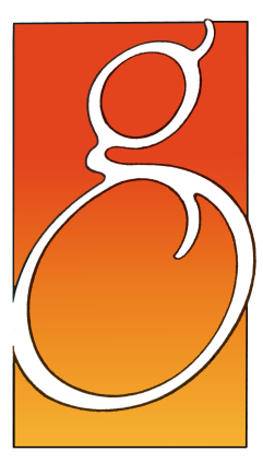 Logo for Studio G; a colored field, fading from red-orange at the top to yellow-orange at the bottom.  Over the face of this color field is a white lower-case letter g across the field.  Above the field and letter g is the word STUDIO all in capital letters in black on a white background